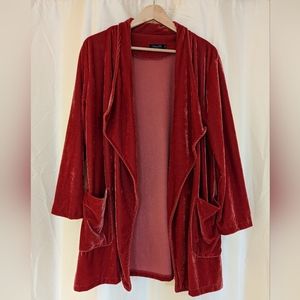 Rose Velvet Oversized Drape Cardigan